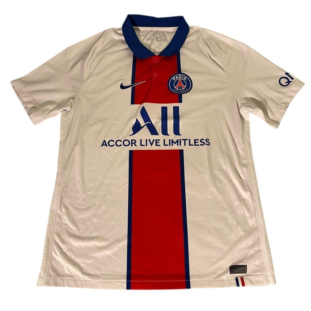 Nike Mens White Red PSG Paris Saint-Germain Vaporknit Match Away Jersey Size L